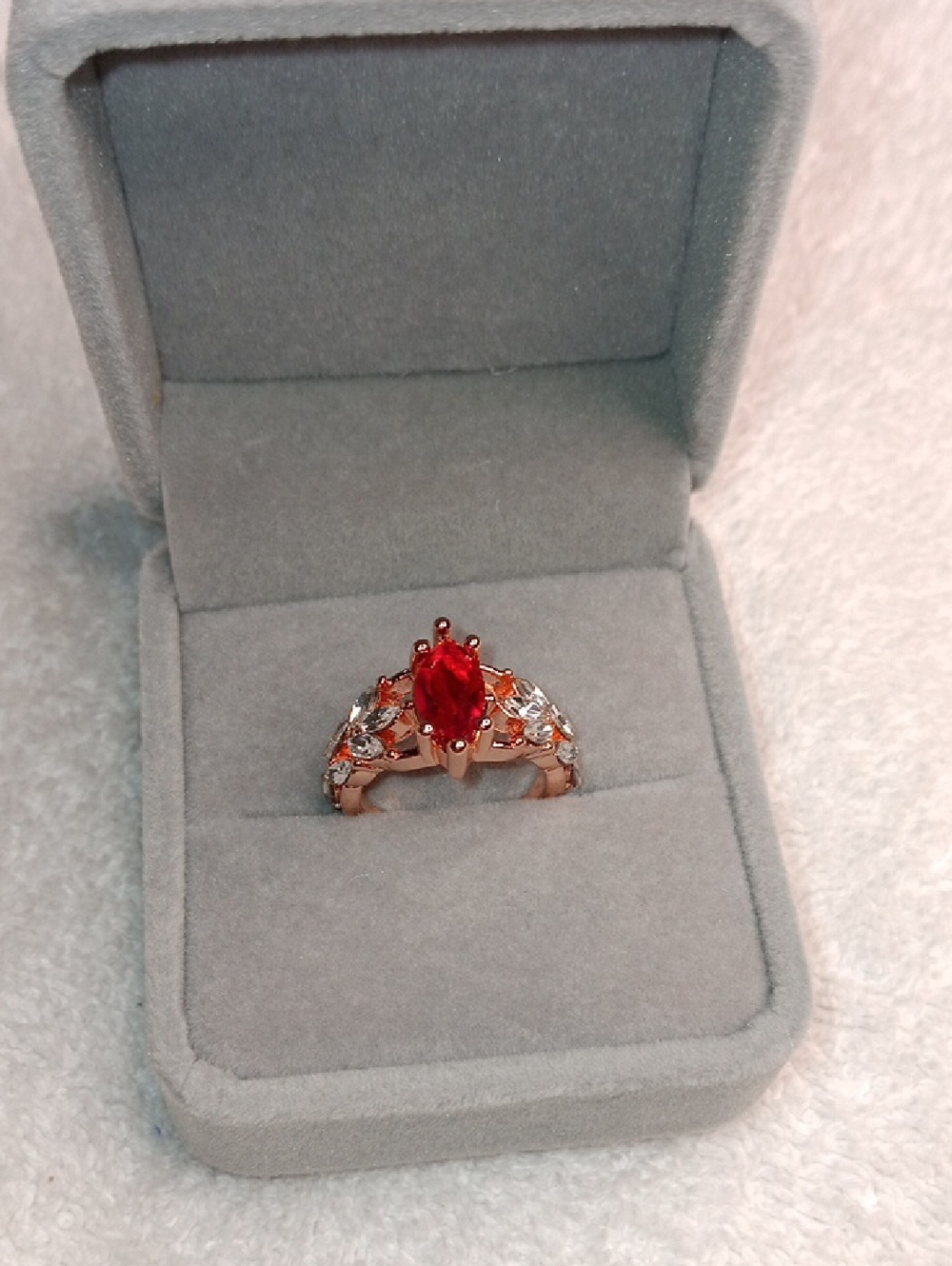 Rose Gold Ring with Red Marquise Stone - Size 6 NWOT - Picture 5 of 5